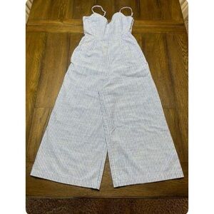 Gianni Bini Blue and White Jumpsuit with Wide-Leg Pants